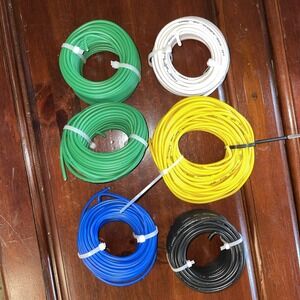 14 AWG OFC Automotive Primary Wire 6 Spools Of 50 Ft Yell Blue Green Black White